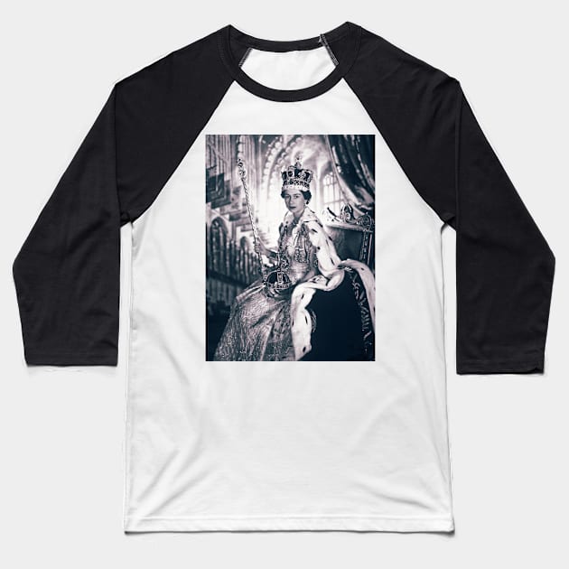 Queen Elizabeth Baseball T-Shirt by valentinahramov